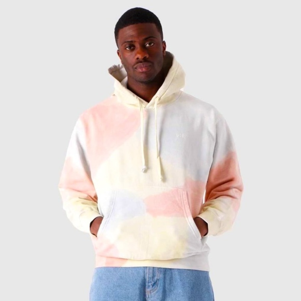 Obey Men's Tie-Dye Pastel Hoodie in Cream, Pink, Yellow